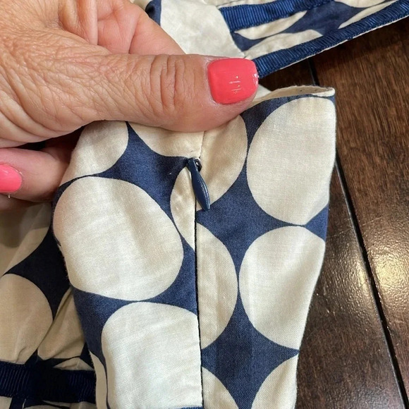 Gracia sleeveless mini dress Polka dot pleated Blue & cream Lined Size L Lined - Picture 12 of 15